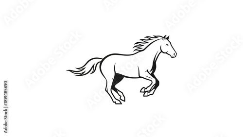 Running Horse Line Art Illustration on White Background.