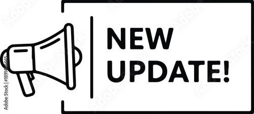 Announcing a new update with a bold megaphone icon for important information and news isolated on transparent background