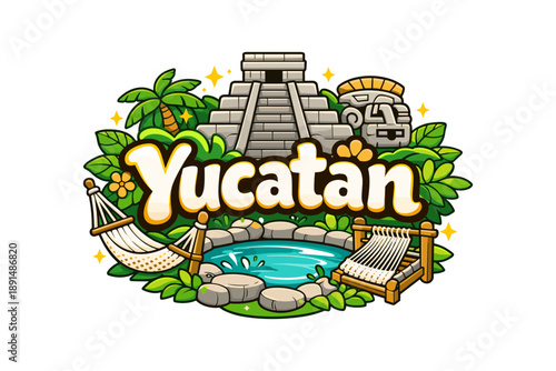 Vibrant yucatán adventure with mayan pyramid and tropical elements