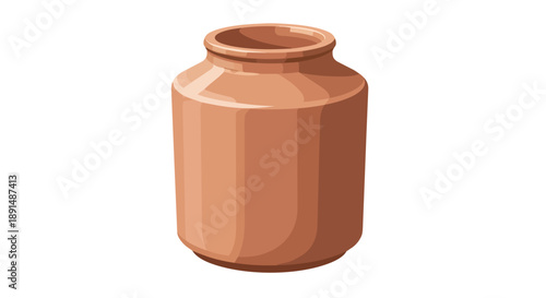 Traditional earthen pottery jar in warm terracotta tones a classic illustrated storage container for evoking rustic charm cultural heritage and
