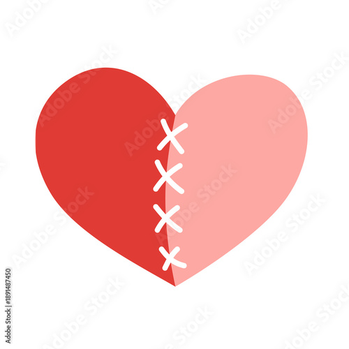 Stitched Broken Heart Love Illustration