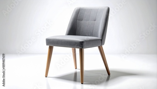 Wallpaper Mural Modern gray fabric upholstered chair with wooden legs. Comfortable contemporary seating furniture for home interior or living room, isolated on a clean white background with soft shadow. Studio shot. Torontodigital.ca