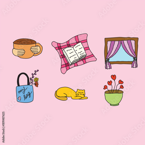 Hand Drawn Irregular Line Daily Life Stickers