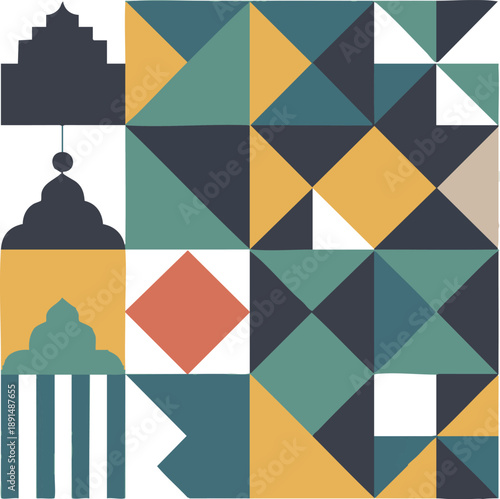 Abstract Eid al Fitr Celebration with Modern Islamic Design