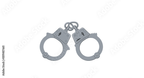 Realistic Polished Metal Handcuffs Isolated on a White Background Symbolizing Law Justice and Enforcement