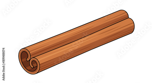 A detailed vector illustration of two warm, aromatic cinnamon sticks, perfect for culinary and seasonal designs