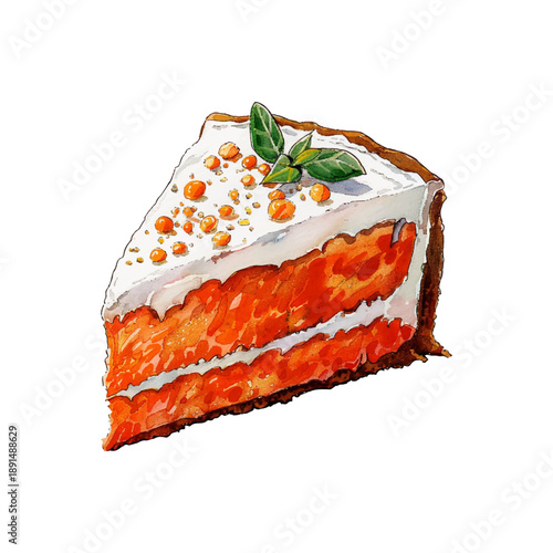 carrot cake slice hand drawn vector illustration
