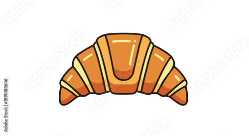 Vibrant cartoon croissant illustration showcasing a freshly baked golden pastry perfect for morning meals