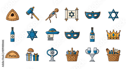 Purim Celebration: Icons of Joy Tradition and Festivities for Celebratory Projects