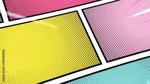 Dynamic Comic Book Panels Background Pop Art Halftone Dots Grid