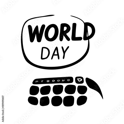 Hand-drawn doodle world map icons for global communication and travel, vector illustration