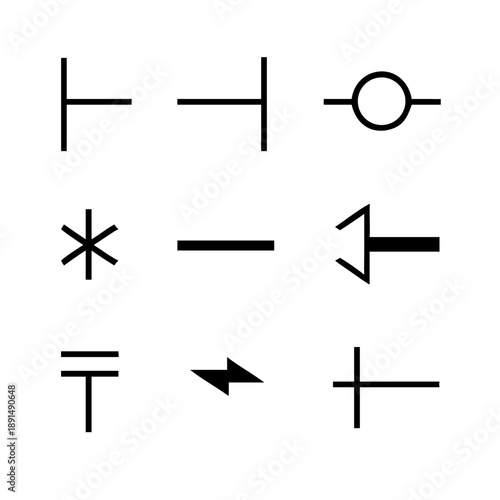 Vector pack of electrical component symbols for circuit diagrams and electronics design