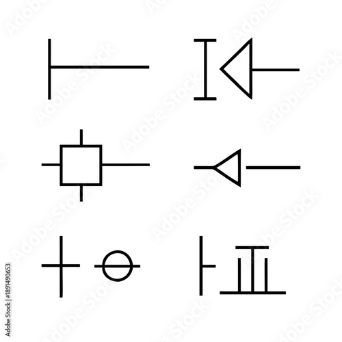 Assorted electrical symbols for circuit design and electronics projects, vector graphics