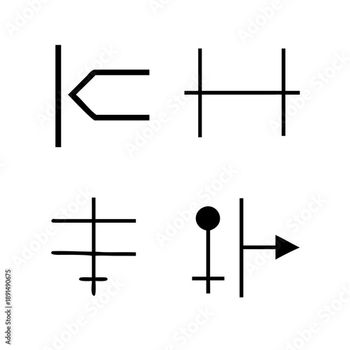 Basic electrical component symbols for schematic diagrams and electronic engineering, vector illustration