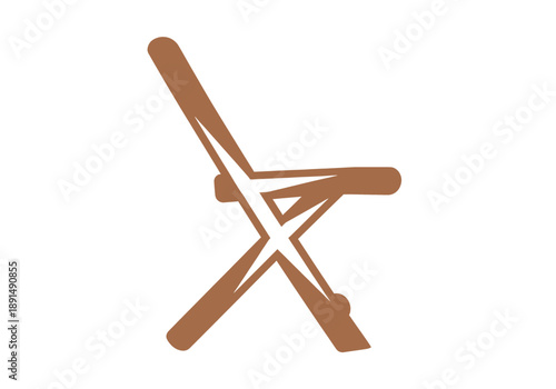 Foldable chair icon in brown color on white background