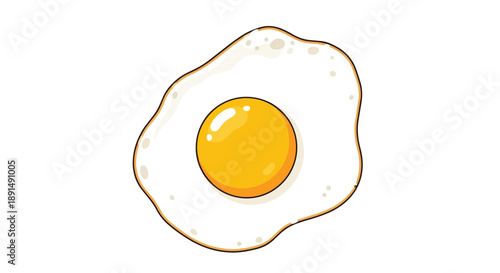 Vibrant illustration of a perfectly cooked sunny-side up egg featuring a bright golden yolk and crisp white albumen ready for a delicious breakfast