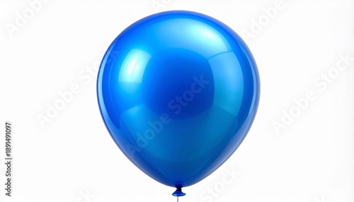 Wallpaper Mural Single realistic shiny blue helium balloon for birthday parties, celebrations, and festive events. Inflatable decorative object floating isolated on a clean white background with copy space. Torontodigital.ca