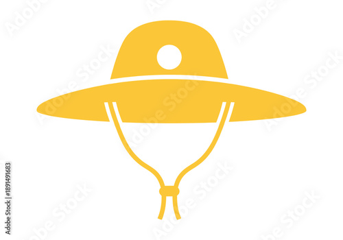Yellow sun hat with chin strap and ventilation hole