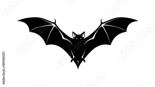 Silhouette of a Bat with Wings Spread Wide Open.