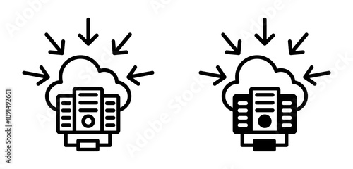 Data Center Icon Collection line & Mixed Style icon 