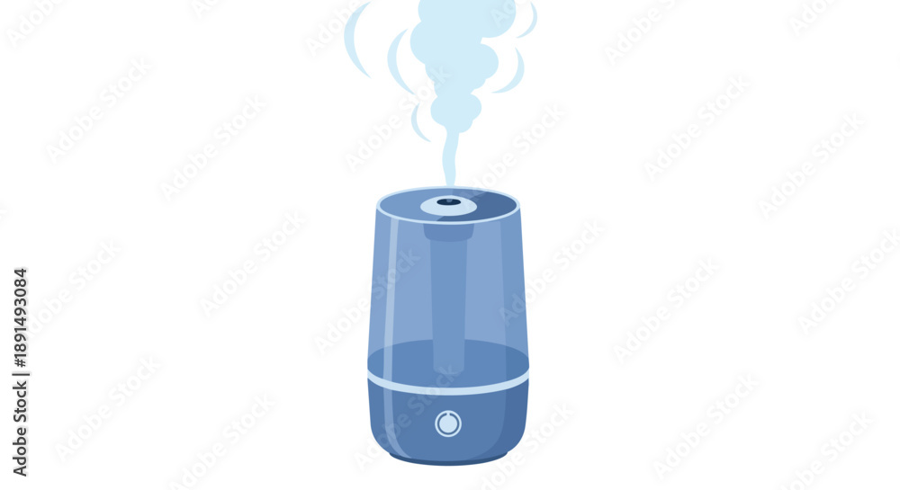 Naklejka premium A sleek, modern ultrasonic humidifier releasing a gentle plume of cool, refreshing mist, enhancing indoor air quality for ultimate comfort and