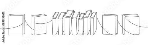 Books in a row, connected by a continuous one line