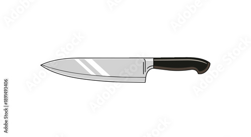 A gleaming chef's knife, a fundamental kitchen implement, designed for precise culinary tasks and efficient food preparation.
