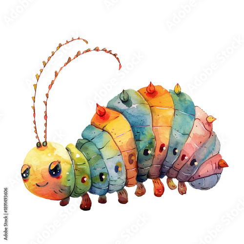 caterpillar lanscape hand drawn vector illustration