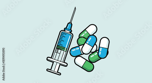 Medical Injection and Capsules A Visual Representation of Healthcare.