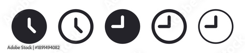 time and clock icons set in flat style, timer symbol watch later sign in filled, solid, line, outline icon for ui apps and website