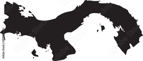Panama country map silhouette black isolated on white background nation
