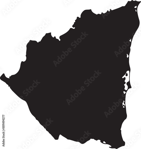 Nicaragua country map silhouette black isolated on white background nation