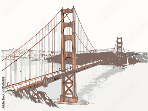 An artistic rendering of the golden gate bridge in san francisco