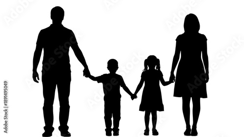 Silhouette of a family holding hands, representing unity and togetherness.