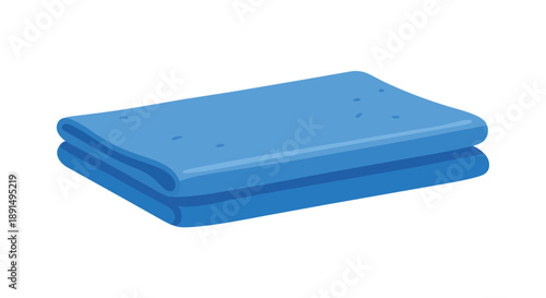Neatly folded blue towel, ready for comfort and freshness