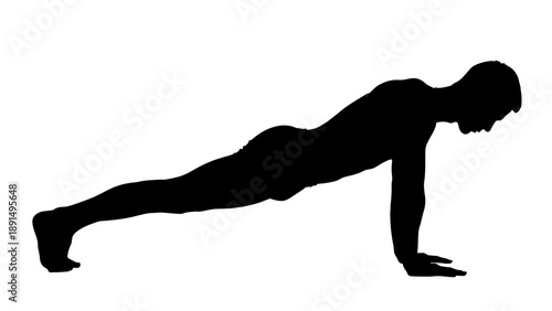Silhouette of a man doing push-ups for fitness.