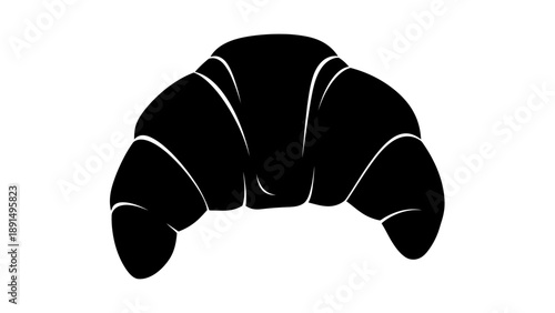 Silhouette of a freshly baked croissant on white background.