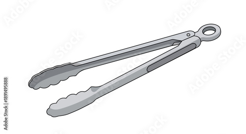 Modern metal kitchen tongs illustration for versatile cooking and serving needs