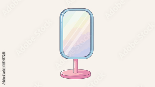 Simple cartoon vanity mirror with a pastel reflection