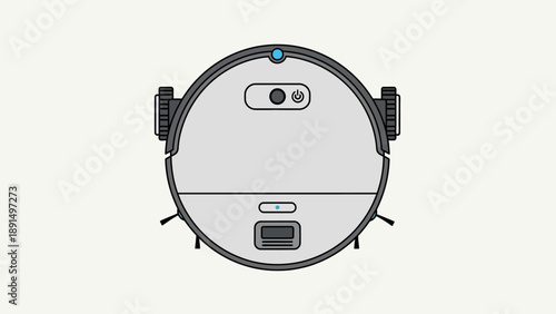 A modern robot vacuum cleaner on a clean background.