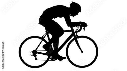 Silhouette of a Cyclist Riding a Bike in Action.
