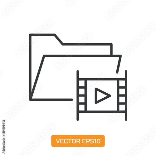 Folder Icons. Thin Line Symbol Elements Collection.