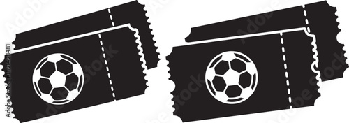 Two Stacked Black Soccer Tickets with White Football Icons