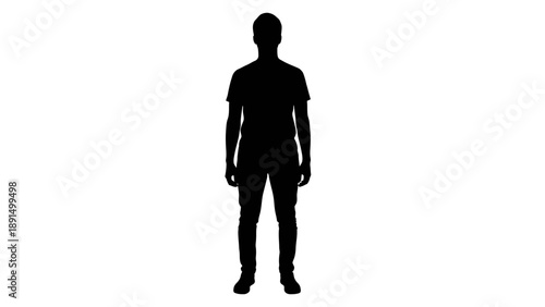 Silhouette of a man standing against a white backdrop.