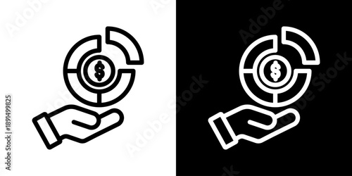 Contribution Icon Of Line Black And White Style Vector Illustration
