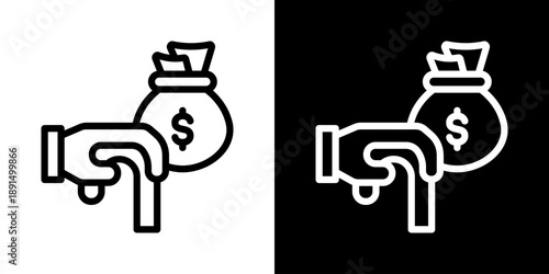 Pension Icon Of Line Black And White Style Vector Illustration
