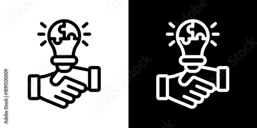 Collaburative Icon Of Line Black And White Style Vector Illustration

