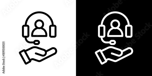 Support Icon Of Line Black And White Style Vector Illustration
