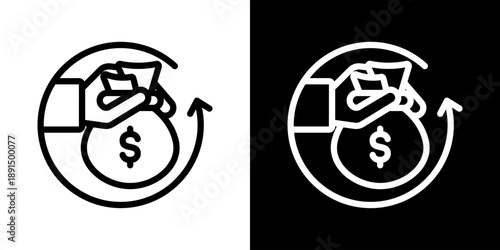 Return Icon Of Line Black And White Style Vector Illustration

