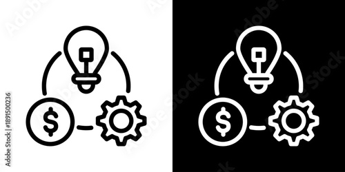 Idea Implementation Icon Of Line Black And White Style Vector Illustration
